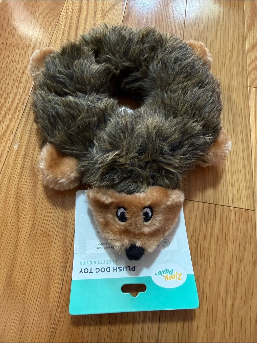 Plush Hedgehog Ring Dog Toy - Brown